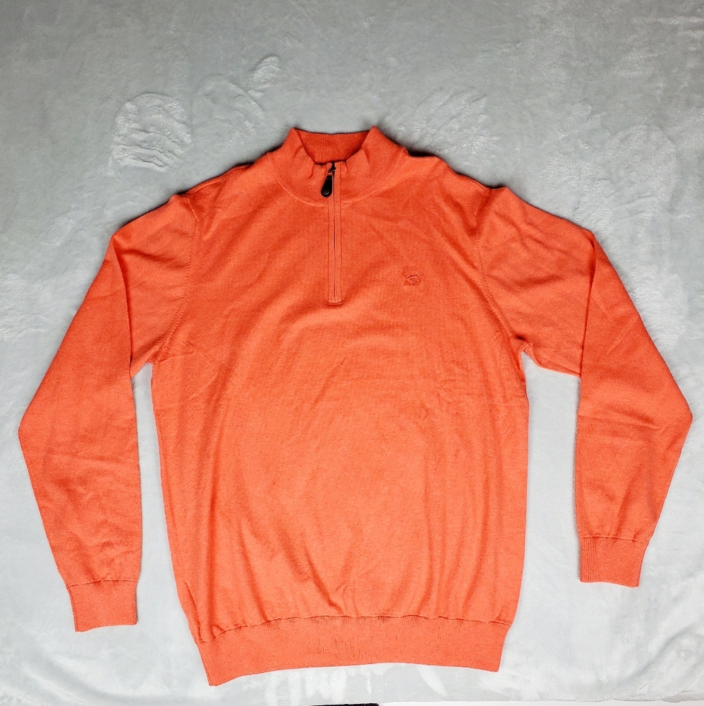 Southern Tide Men's 1/4 Zip Orange Sweater Size L